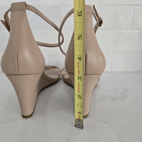 COACH Women's Odetta Wedge Sandals Leather Nude Tan Ankle Strap Open-Toe Size 9 - Picture 8 of 11